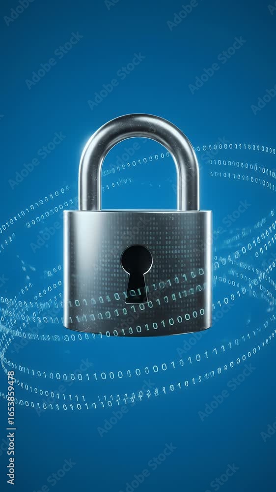 Poster 3d render of digital padlock symbolizing cyber security and data protection