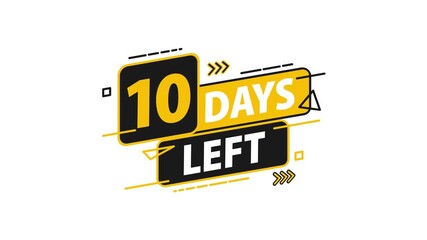 Animated 10 days left countdown banner on white and green screen