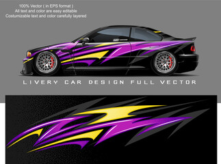 car livery design vector. Graphic abstract stripe racing background designs for wrap
