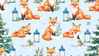 Cute foxes in a winter wonderland