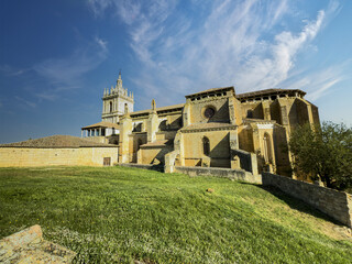 Lateral view of San Hipolito el Real church in Tamara de Campos, Palencia, with Gothic apse and...