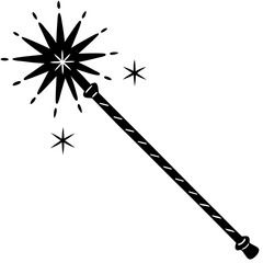 Magic wand glowing silhouette vector illustration