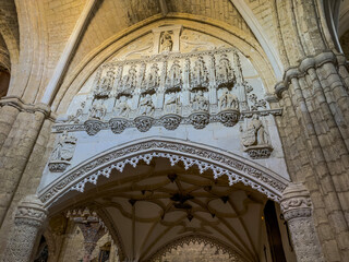 Gothic interior of San Hipolito church in Tamara de Campos, Palencia, Spain