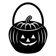  Candy bucket pumpkin silhouette vector illustration