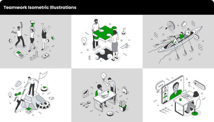 Teamwork Isometric Illustrations