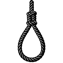 Hanging noose rope silhouette vector illustration