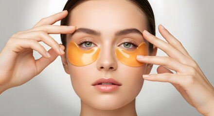 Under-Eye Patches Skincare Routine — Beauty Woman Portrait Close-Up