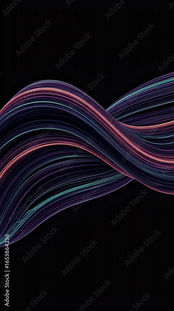 Aufkleber abstract 3d flowing wave of digital particles and lines