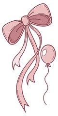 Vector art of pink bow and balloon isolated on white background, perfect for adding a touch of whimsy to any celebration