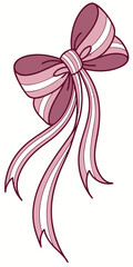 Vector art of pink bow with ribbons isolated on white background, a decorative element for gifts and celebrations