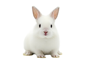 Obraz premium White Rabbit: A Studio Photograph of a Young Domestic Rabbit isolated on transparent background