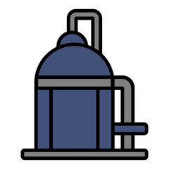 Industrial equipment graphic of a pressure vessel, highlighting its structure, pipelines, and modern design