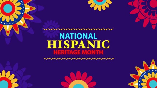 National Hispanic Heritage Month Celebration Motion Graphic. Colorful floral background animation.