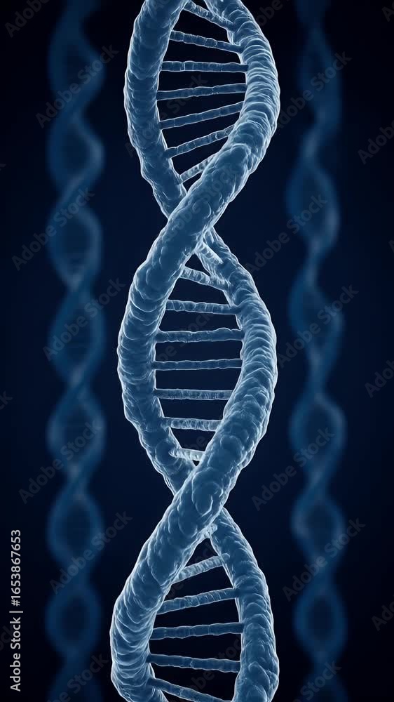 Poster abstract 3d render of blue dna helix molecule structure science