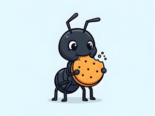 Fototapeta premium Cute Ant Eating a Cookie