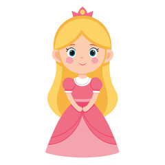 Adorable Cartoon Princess Girl in Pink Dress
