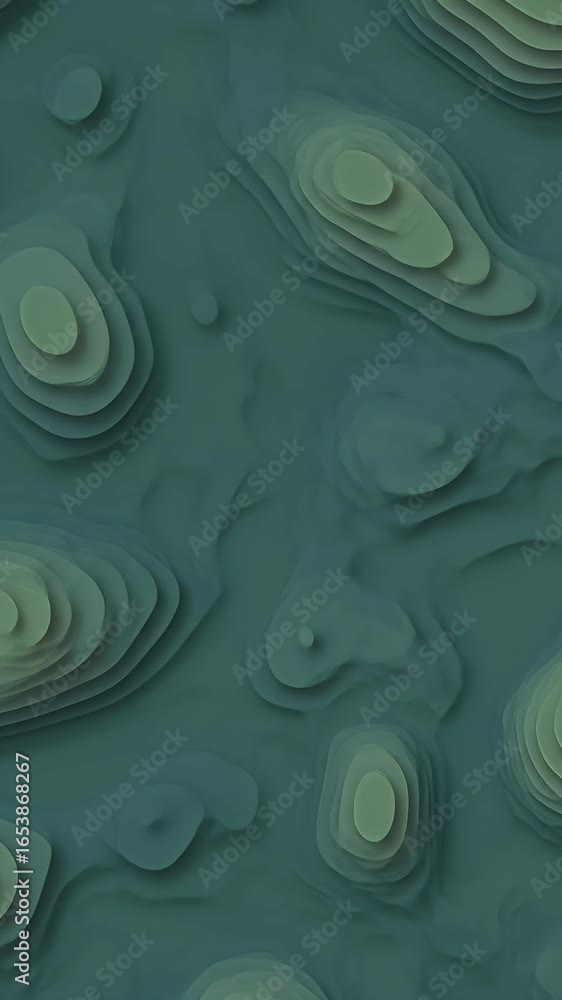 Poster abstract 3d rendered relief surface with green layered texture background