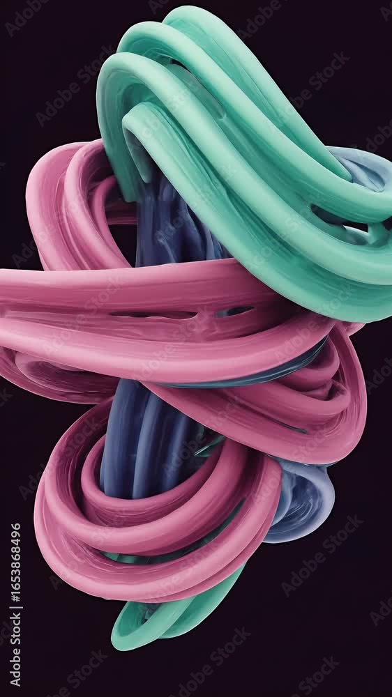 Poster abstract 3d rendering intertwined shapes dynamic flowing background