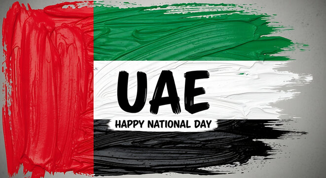 United arab emirates flag painted with brush strokes celebrating national day - Powered by Adobe
