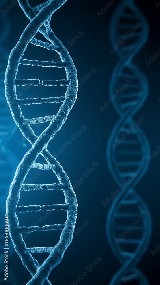 Poster abstract 3d rendering of blue dna helix structure science background