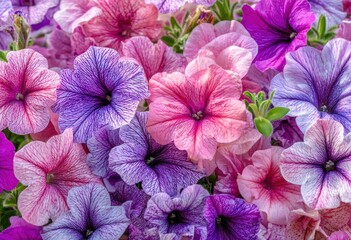 Close-up view of vibrant flowers in mixed colors.