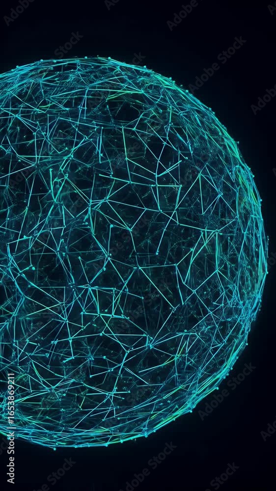 Poster abstract 3d sphere illustration displaying technological networks in blue