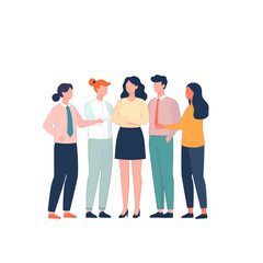 Diverse Team of Business People Standing Together in an Office Setting wearing Business Attire in Front of White Background