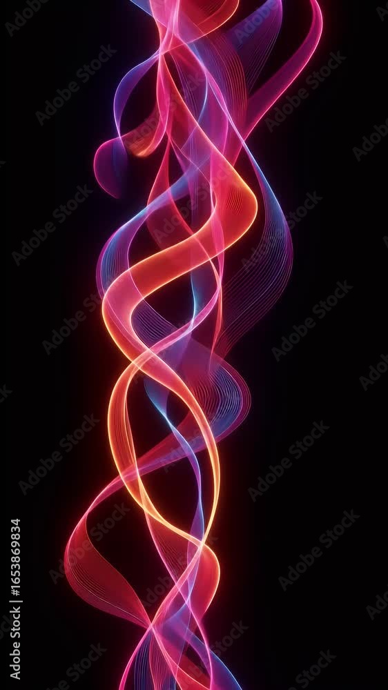 Poster abstract 3d visualization dynamic glowing light particles waves background