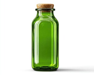 Emerald green glass bottle with cork stopper