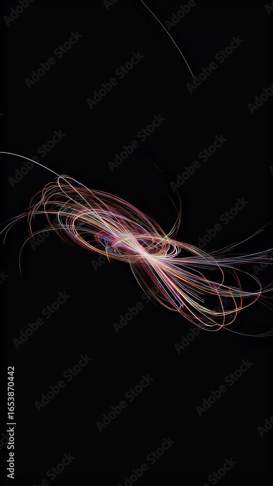 Poster abstract animated particles on black background loop