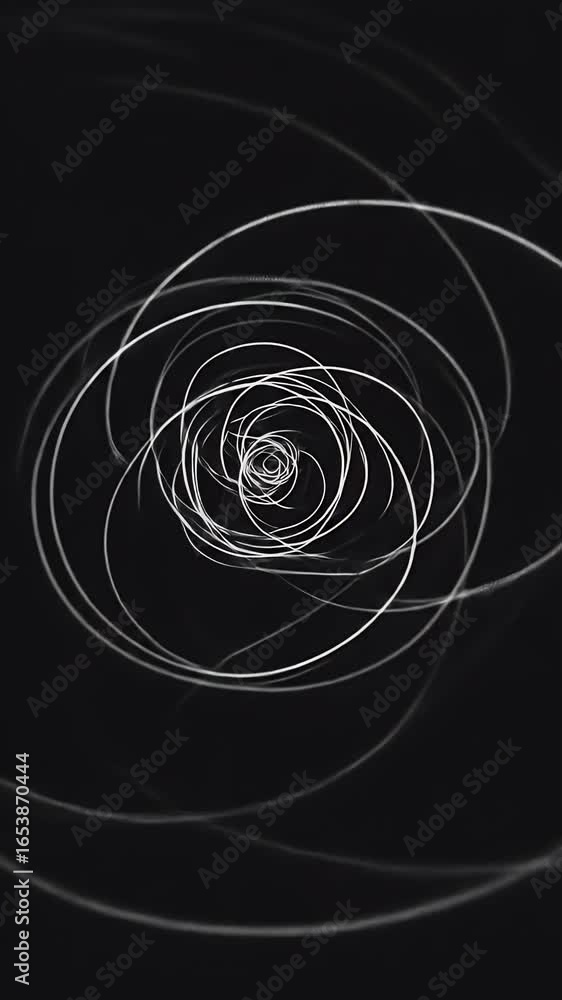 Poster abstract animated loop of white circular lines on black background