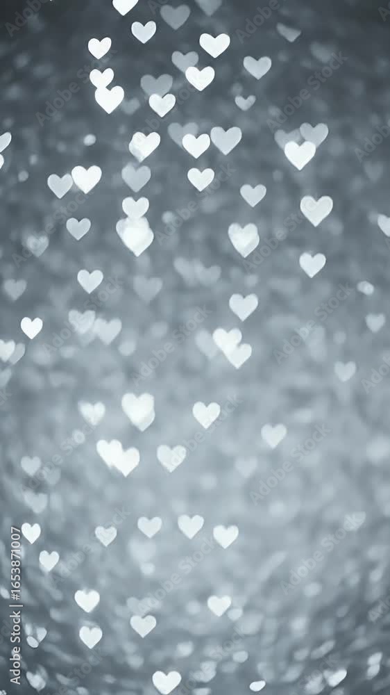 Aufkleber abstract background of floating silver hearts with bokeh effect