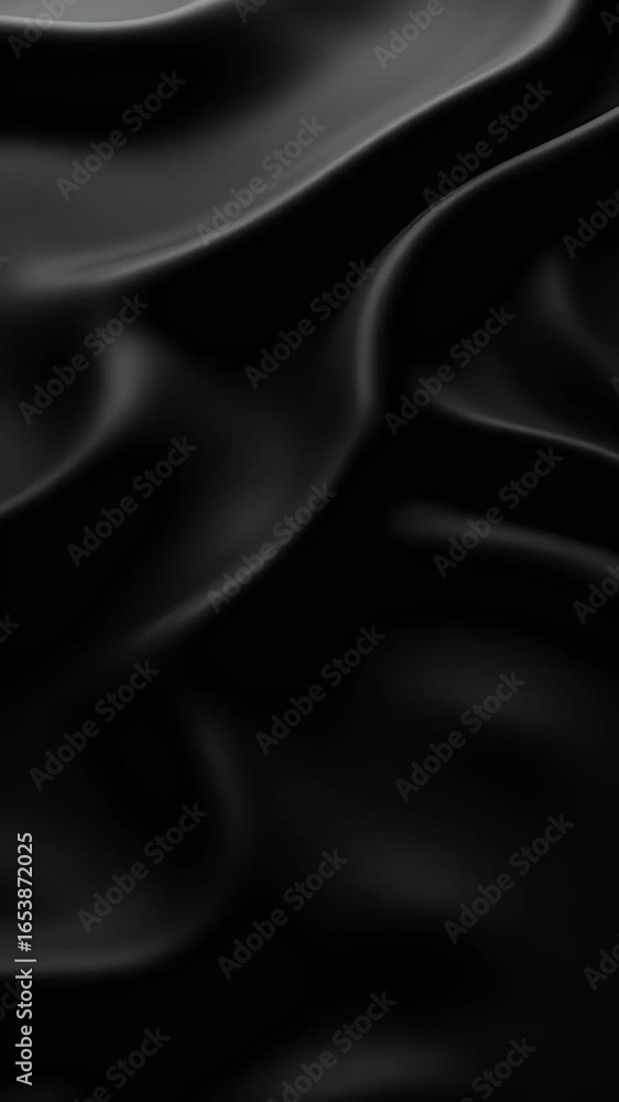 Poster abstract black silk fabric flowing background with smooth waves and glossy texture