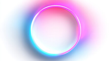 Glowing Neon Circle Frame With Pink And Blue Colors
