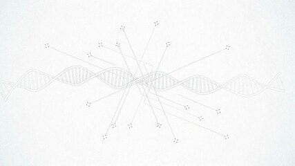 Abstract dna helix connecting to an array of points, representing data analysis and genetic mutation research footage. - Powered by Adobe