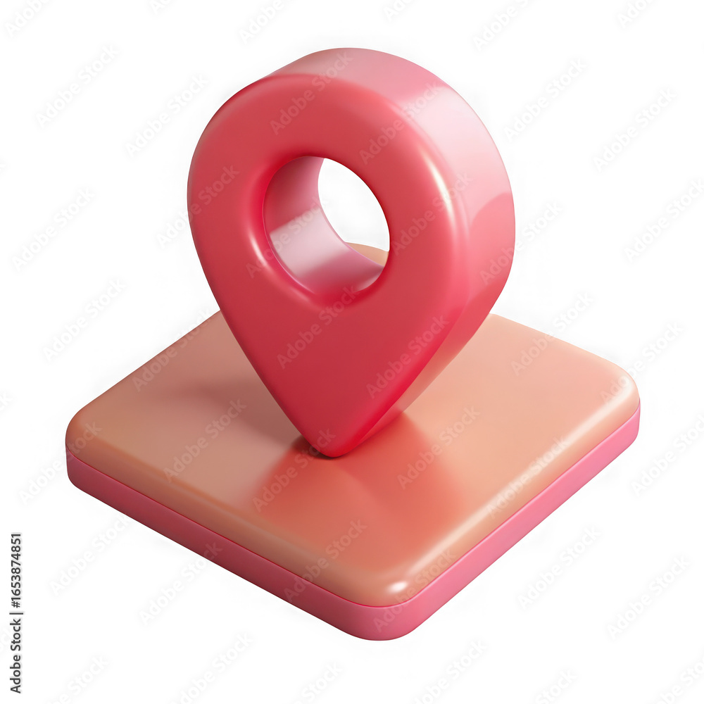 Aufkleber 3d rendered pink location pin icon with a subtle gradient sitting on a square platform isolated on t