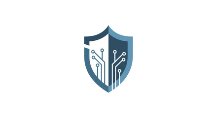Abstract shield logo incorporating circuit board design, symbolizing digital security and protection.