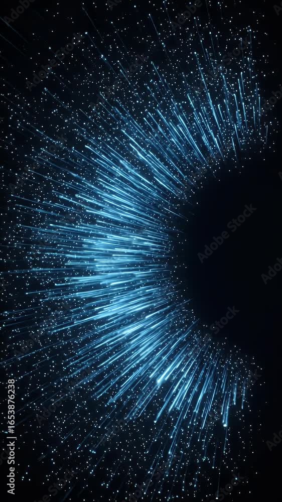Poster abstract blue light particles moving creates abstract tech background