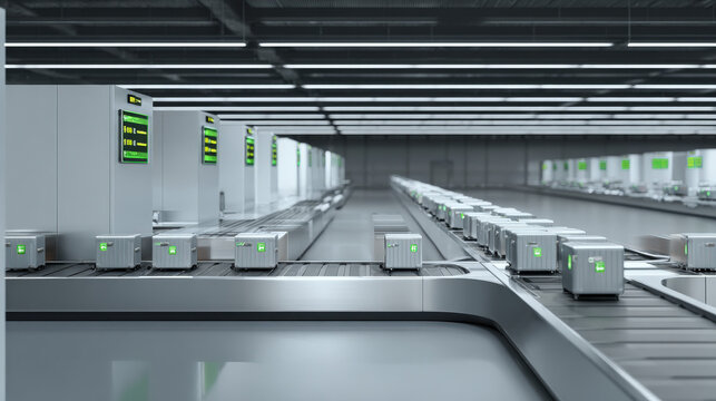 3D render of baggage carousel with digital overlay highlighting cleared luggage minimalism illustration concept scene visual for commercial design use high detail quality stock image illustration conc - Powered by Adobe