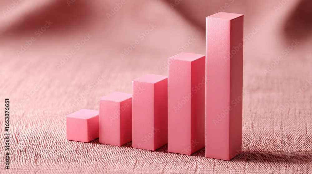 Poster Pink blocks stacked on top of each other, with the top block being the smallest. The blocks are arranged in a way that they form a line, with the bottom block being the largest