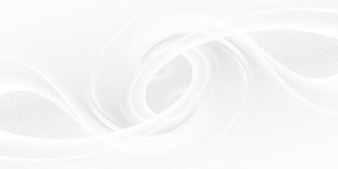 Fototapeta premium Abstract background featuring soft, overlapping curves in a monochromatic palette of white and gray, with a faint glitter effect.