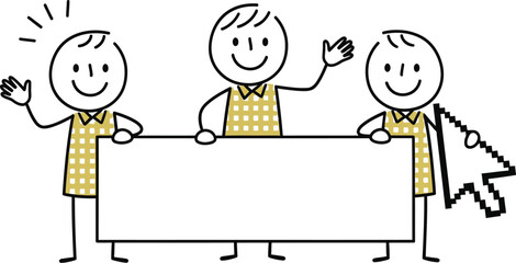 Stick figures holding sign vector illustration graphic art