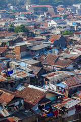 A densely populated residential area in Taman Sari, Bandung, West Java, Indonesia. Typical of urban...