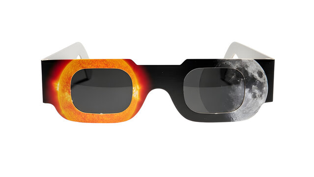 Solar eclipse glasses sun moon safe viewing filter eyewear astronomy event protection eye gear hundred on transparent background - Powered by Adobe