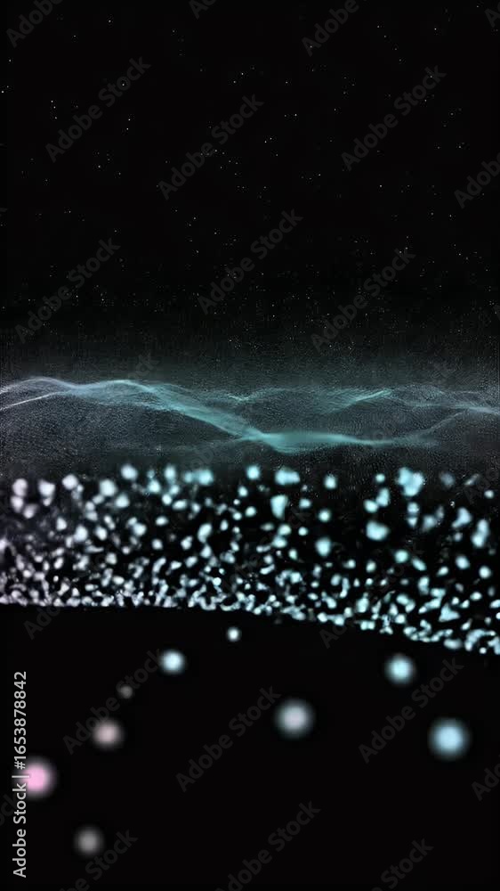 Poster abstract blue wave particles floating background motion graphics