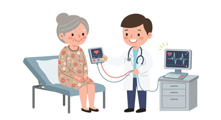 Doctor Checking Elderly Womans Heartbeat.