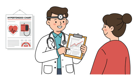 Doctor Explaining Hypertension Chart to Patient.