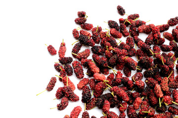 Fresh mulberry on white background.