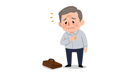 Elderly Man Experiencing Chest Pain or Discomfort.