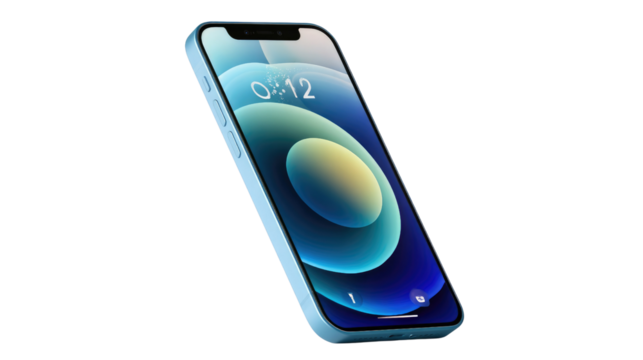 Sleek Smartphone Showcase: A modern smartphone model takes center stage, showcasing a vibrant display screen with a stylish design.